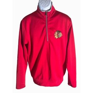 Antigua CHICAGO BLACKHAWKS NHL Long Sleeve 1/2 Zip Down Pull Over Fleece Red Med